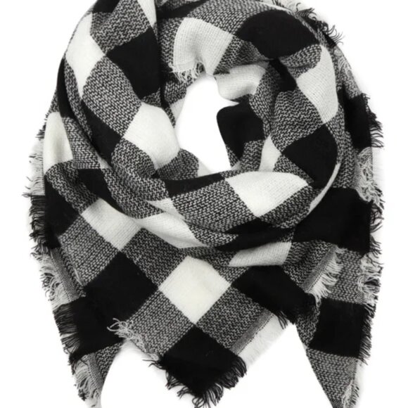 Checker scarf black & white - Picture 3 of 4